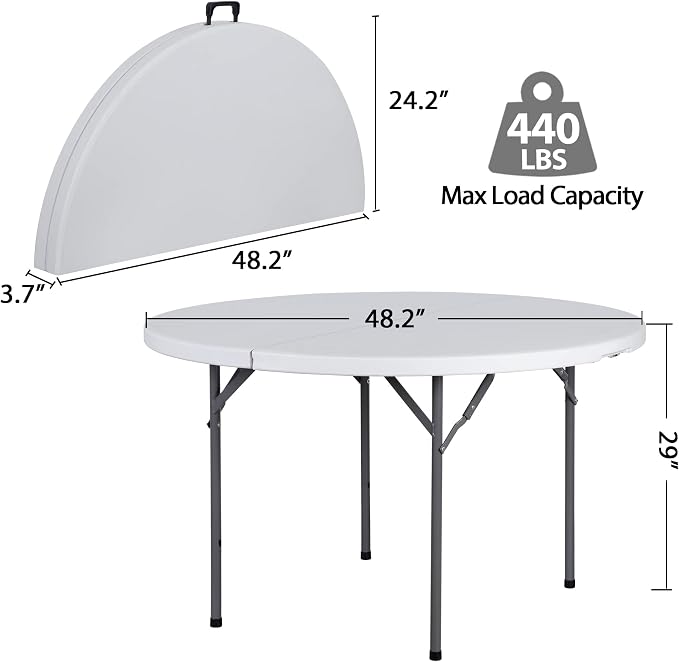 Runder Klapptisch 122 cm aus Kunststoff